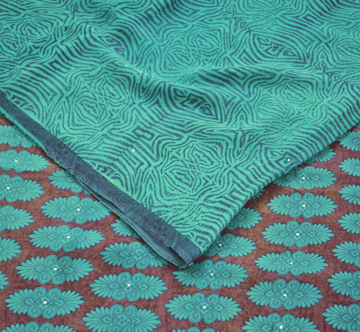 Indian Vintage Sari Purple & Blue 100% Pure Georgette Silk Printed Sarees 5Yd Craft Fabric Sewing Soft Sari Dress Making/Designing Quilting