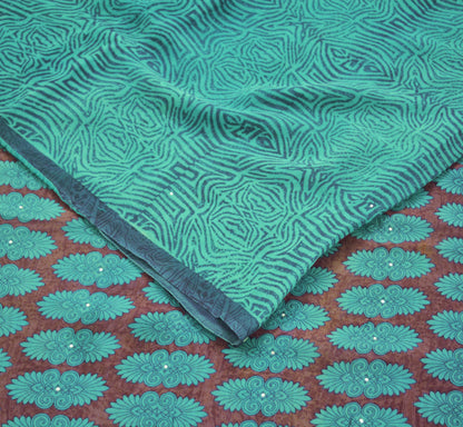 Indian Vintage Sari Purple & Blue 100% Pure Georgette Silk Printed Sarees 5Yd Craft Fabric Sewing Soft Sari Dress Making/Designing Quilting