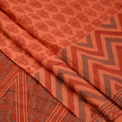 Indian Vintage Sari Peach 100% Pure Silk Printed Sarees 5yd Sewing Craft Fabric Soft Dress Designing for Crafting Quilting Upcycle Used