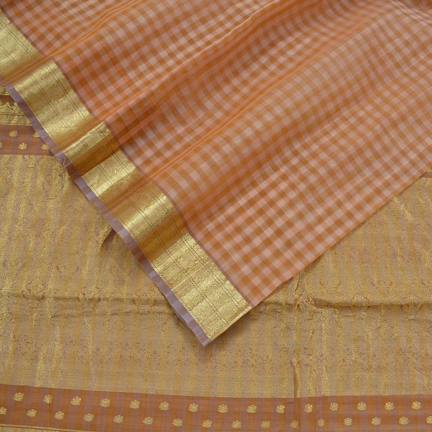 Indian Vintage Sari Brown Pure Organza Silk Hand Woven Sarees 5Yd Zari Border Ethnic Craft Fabric Bollywood Sarees Quilting Crafting Upcycle