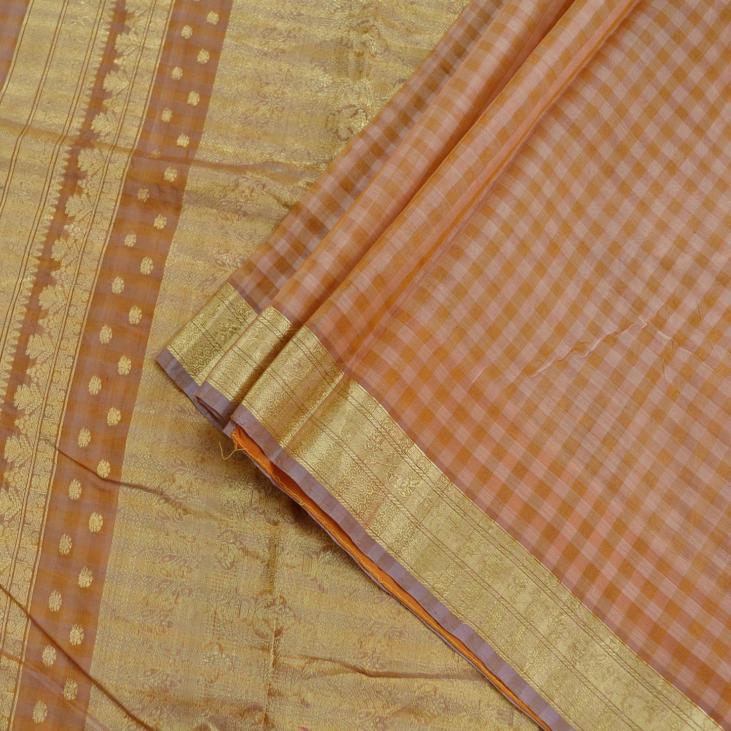 Indian Vintage Sari Brown Pure Organza Silk Hand Woven Sarees 5Yd Zari Border Ethnic Craft Fabric Bollywood Sarees Quilting Crafting Upcycle