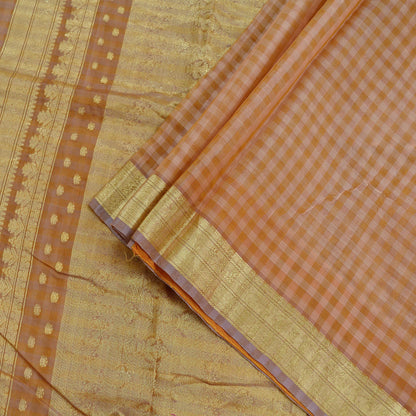 Indian Vintage Sari Brown Pure Organza Silk Hand Woven Sarees 5Yd Zari Border Ethnic Craft Fabric Bollywood Sarees Quilting Crafting Upcycle