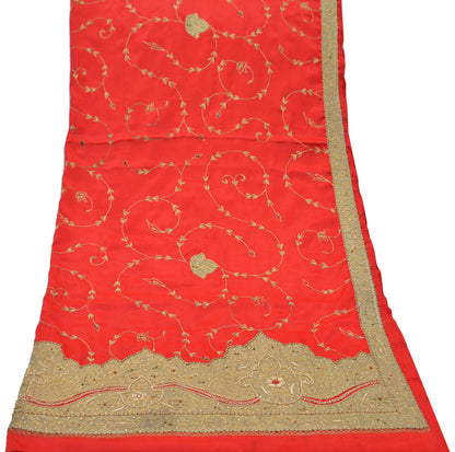 Indian Vintage Heavy Wedding Hot Red Dupatta Pure Satin Silk Long Stole Hand Embroidered Scarves Zardozi Bridal Heavy Dupatta hijab veil