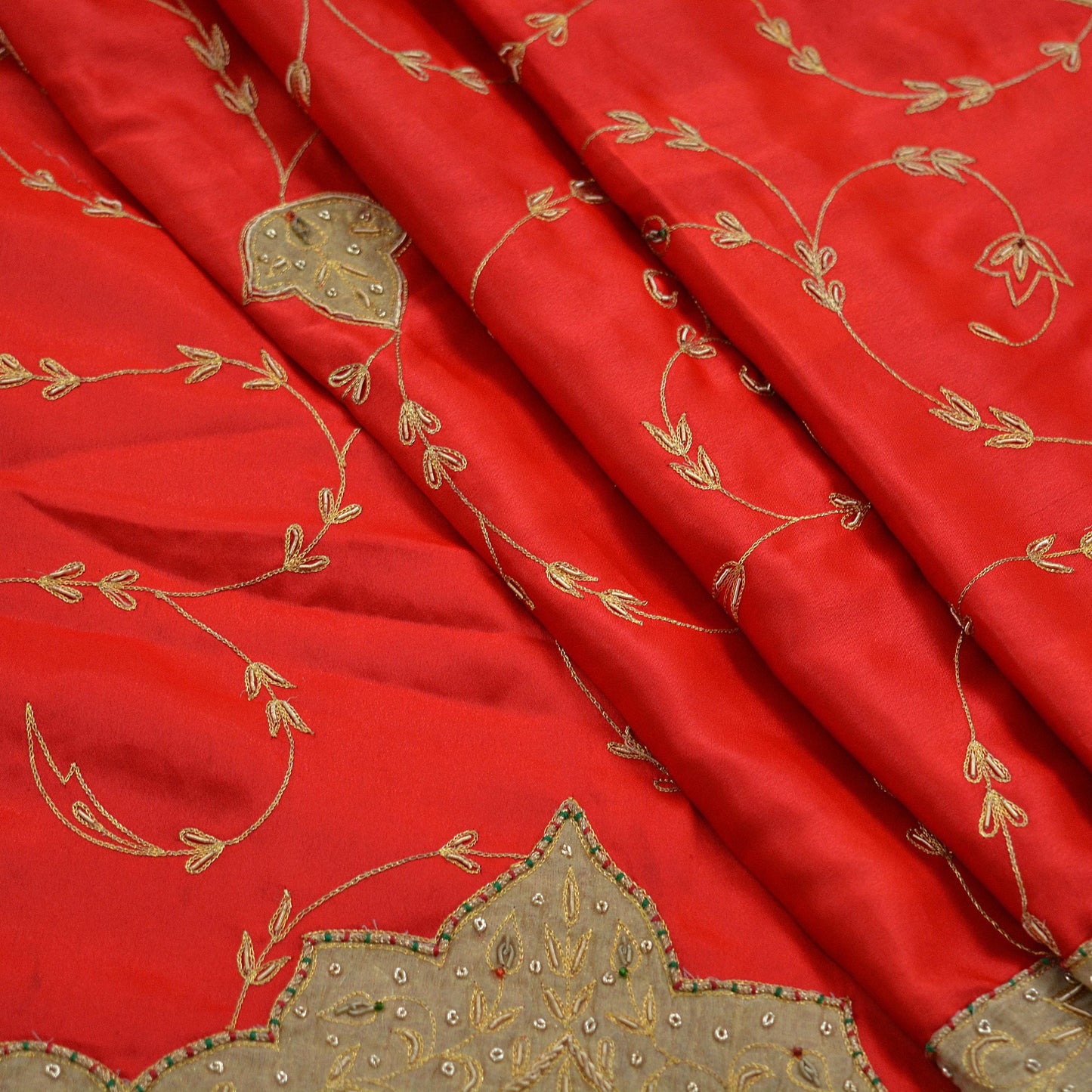 Indian Vintage Heavy Wedding Hot Red Dupatta Pure Satin Silk Long Stole Hand Embroidered Scarves Zardozi Bridal Heavy Dupatta hijab veil