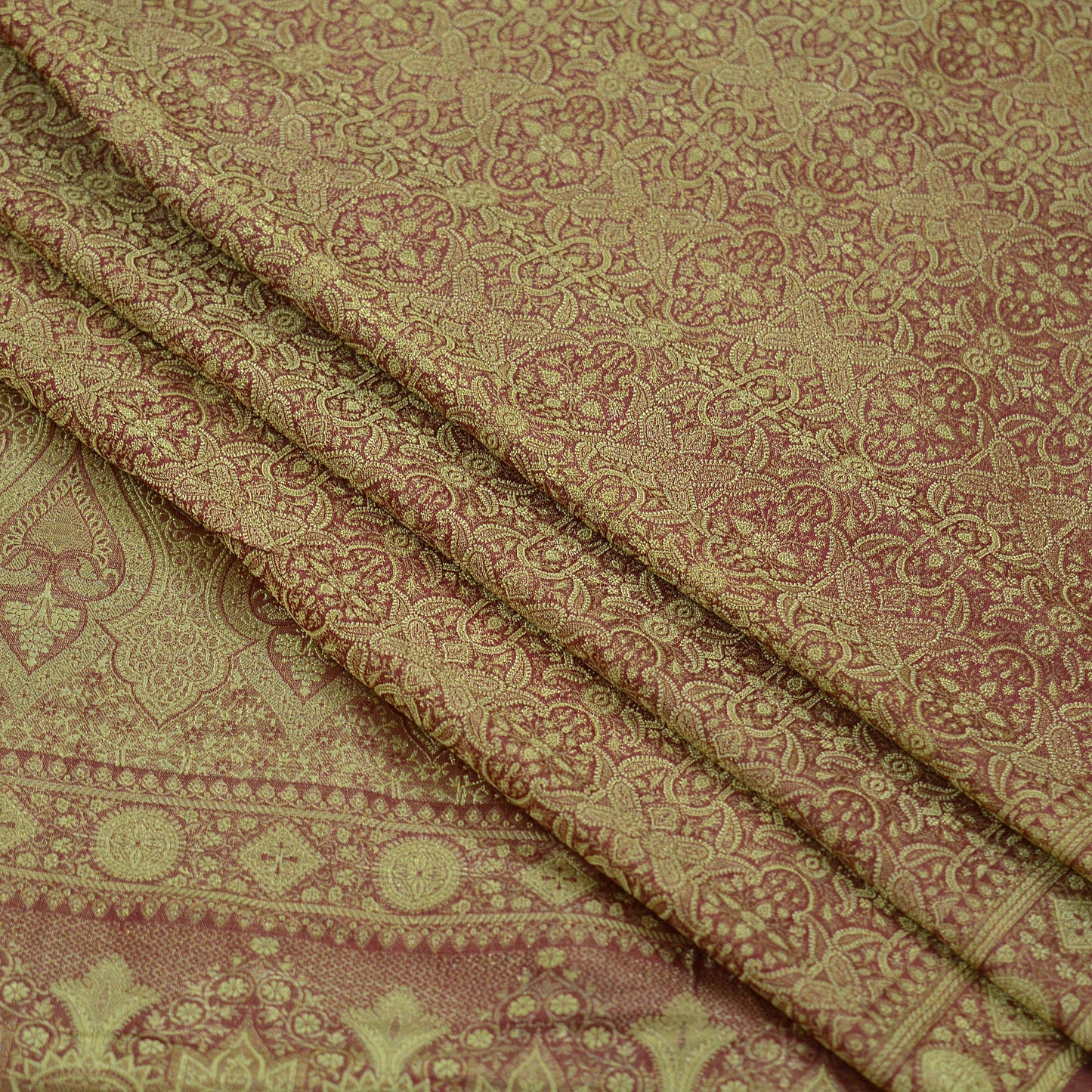 Indian Vintage Golden Maroon Heavy Wedding Saree Woven Brocade Banarasi Sari Craft Fabric Zari 5Yd Dress Making Quilting Upcycle Crafting