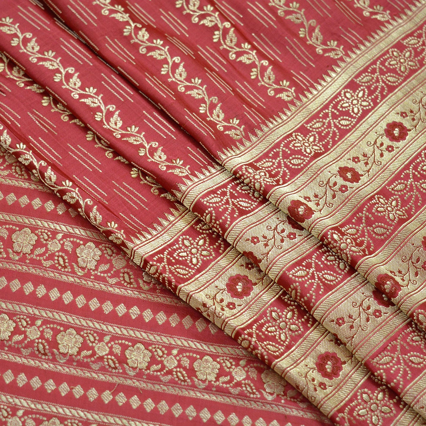 Indian Vintage Sari Heavy Wedding Pure Satin Silk Pink Woven Brocade Banarasi Sarees Zari 5Yd Craft Fabric Sewing Dress making Crafting