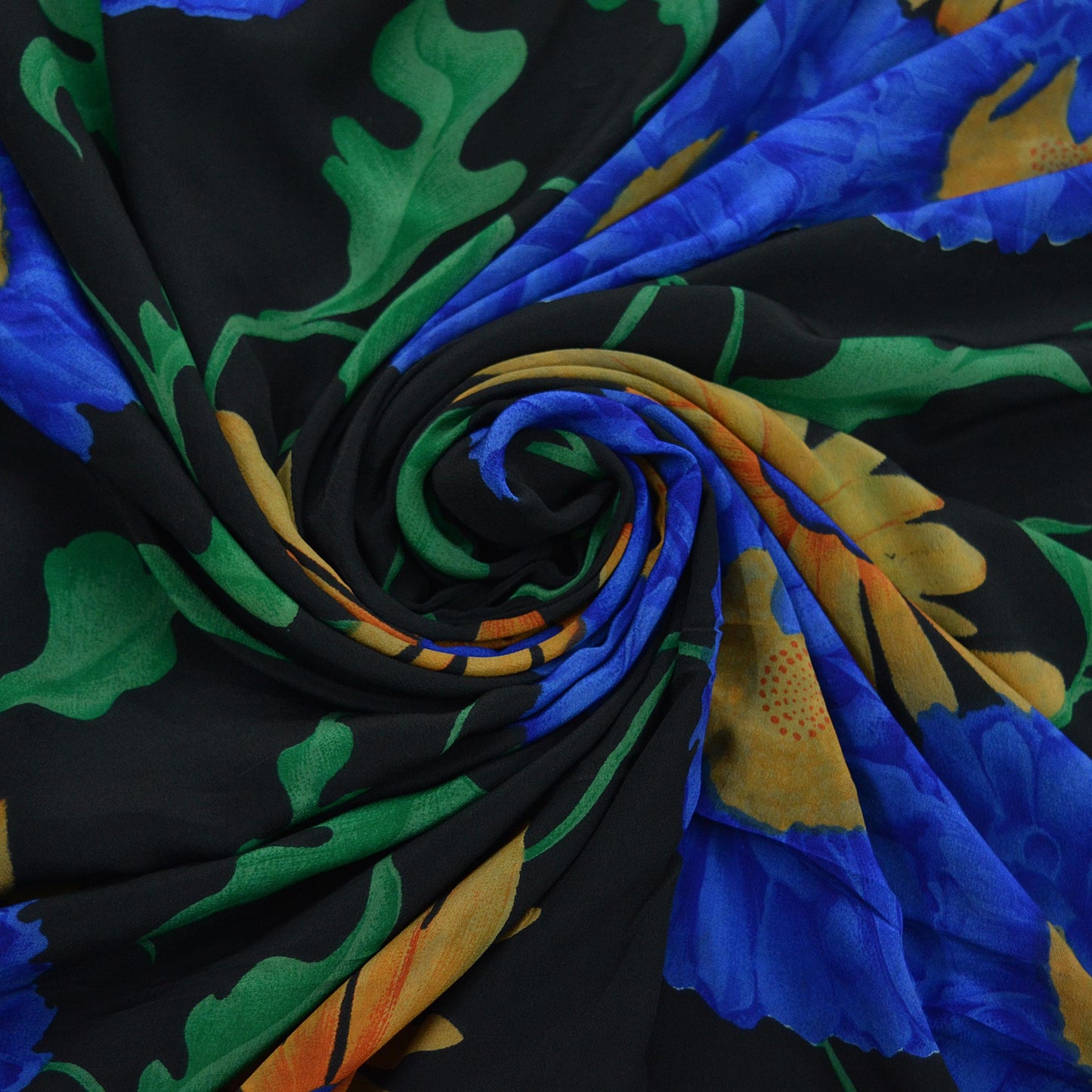 Indian Vintage Sari Black Pure Crepe Silk Printed Sarees Craft Fabric 5yd Sewing Floral Wrap Quilting Crafting Upcycle Dress making