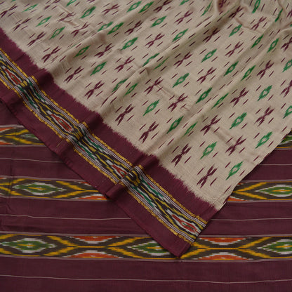 Indian Vintage Sari Brown & Maroon Pure Silk Hand Woven Ikat Patola Pochampally Sarees 5Yd Craft Fabric Ethnic Zari Border Bollywood Sarees