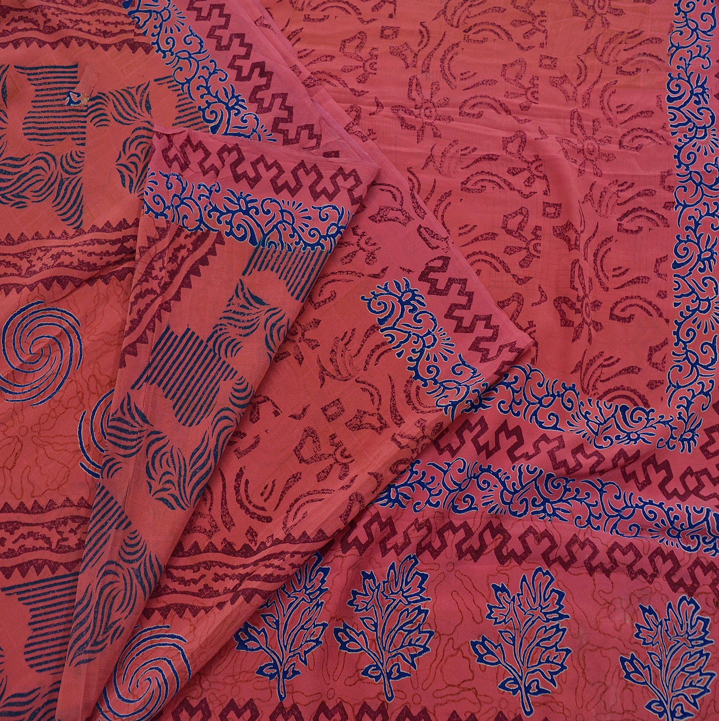 Indian Vintage Sari Pink Pure Crepe Silk Sarees Printed 5yd Sewing Floral Soft Craft Fabric Ethnic Wrap Dress making Quilting Crafting