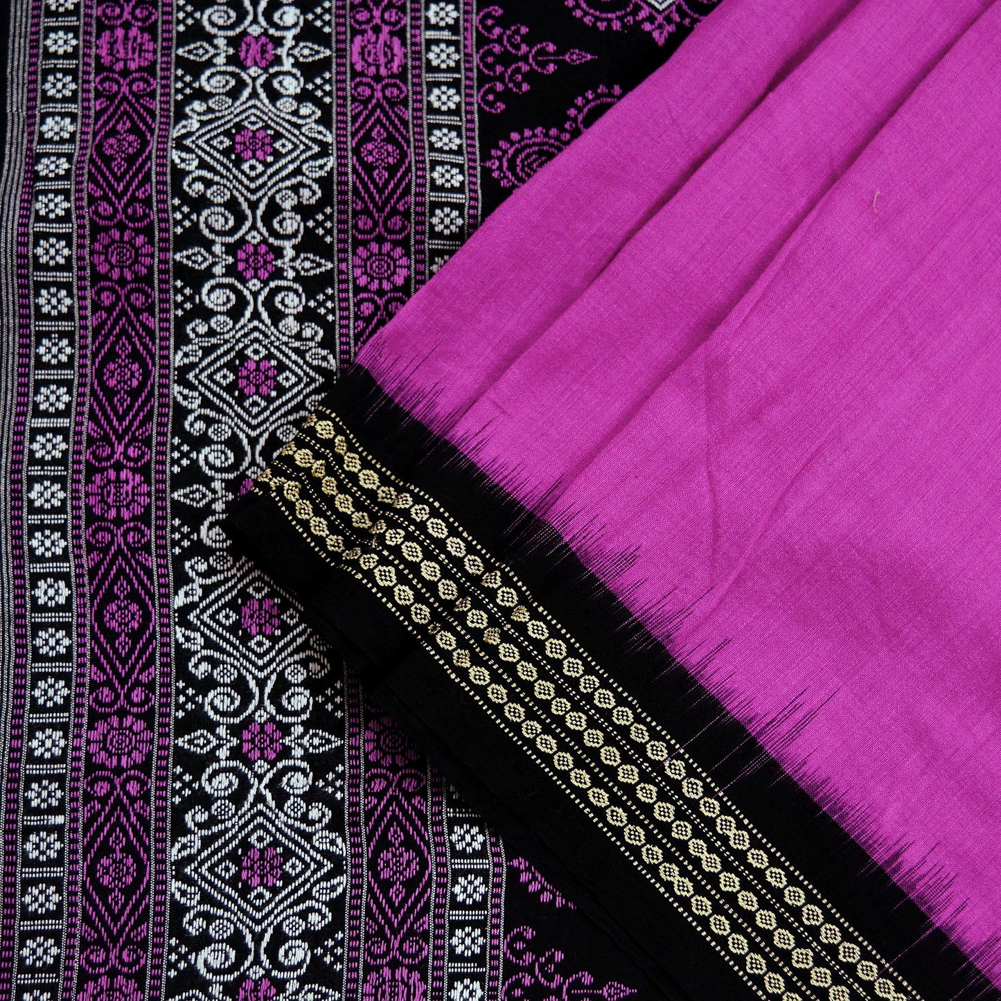 Indian Vintage Dupatta Black & Purple Long Stole Hand woven Sambalpuri Ikat Hijab Pure Cotton Indian Scarves Veil