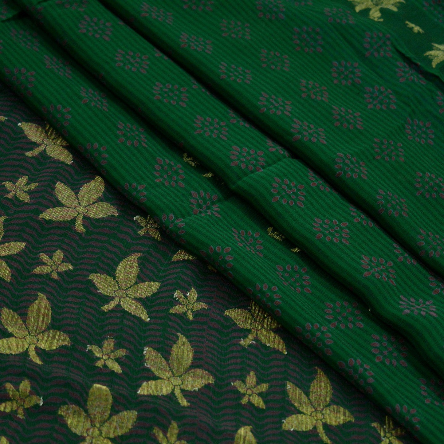 Indian Vintage Sari Green Pure Georgette Silk Printed Hand Woven Sarees 5Yd Craft Fabric Ethnic Soft Upcycle Quilting Bollywood sarees