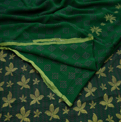 Indian Vintage Sari Green Pure Georgette Silk Printed Hand Woven Sarees 5Yd Craft Fabric Ethnic Soft Upcycle Quilting Bollywood sarees