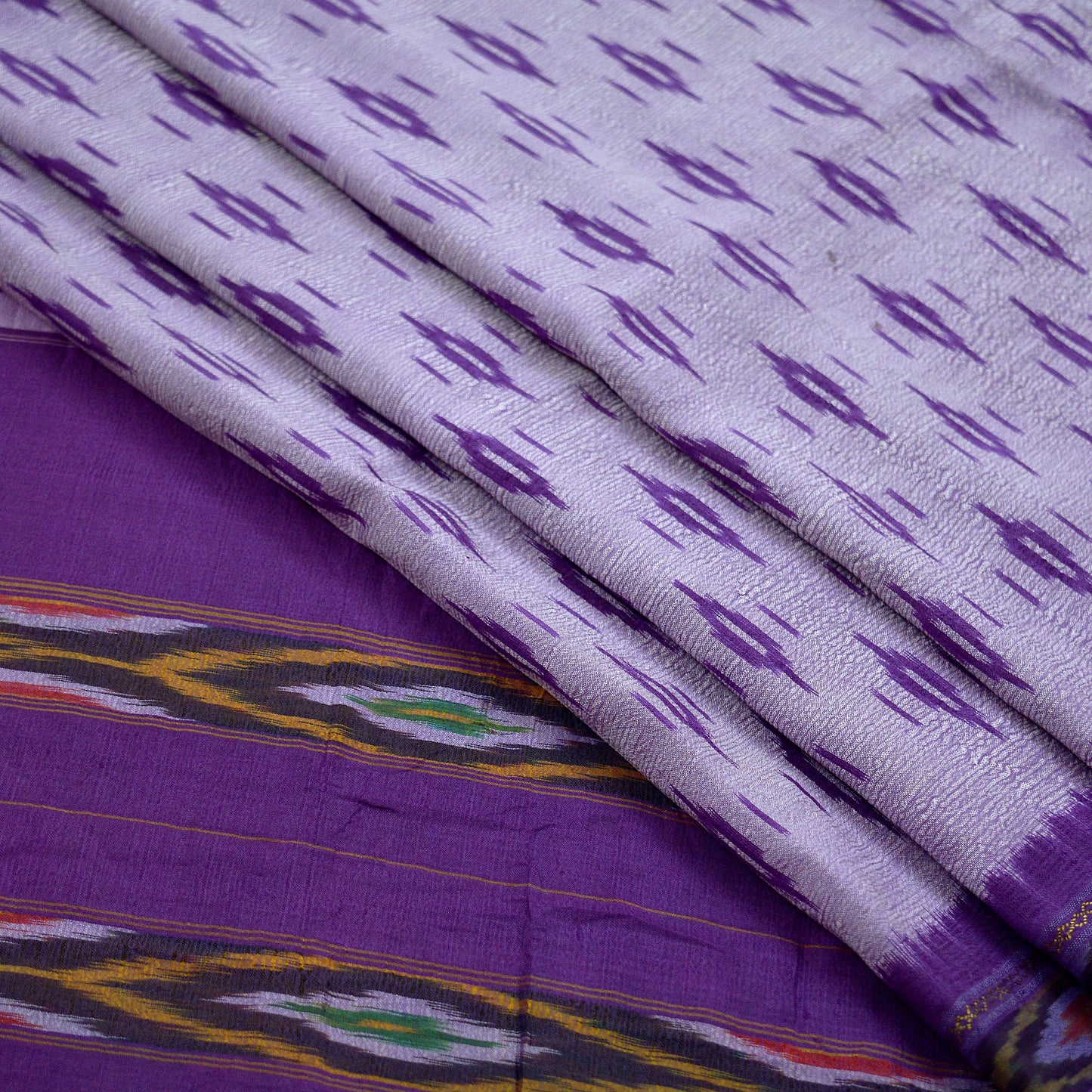 Indian Vintage Sari purple Pure Silk Hand Woven Pochampally Sarees 5Yd Craft Fabric Ethnic Zari Border Upcycle Crafting Quilting Used