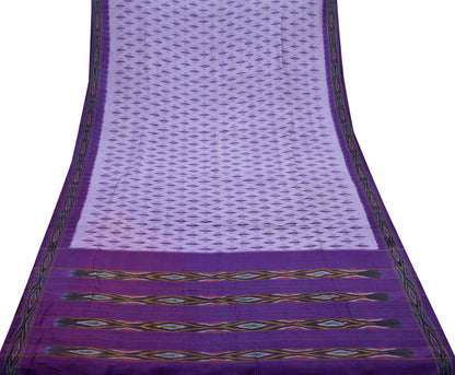 Indian Vintage Sari purple Pure Silk Hand Woven Pochampally Sarees 5Yd Craft Fabric Ethnic Zari Border Upcycle Crafting Quilting Used