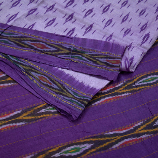 Indian Vintage Sari purple Pure Silk Hand Woven Pochampally Sarees 5Yd Craft Fabric Ethnic Zari Border Upcycle Crafting Quilting Used