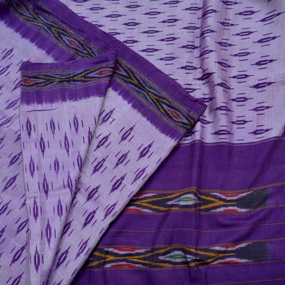 Indian Vintage Sari purple Pure Silk Hand Woven Pochampally Sarees 5Yd Craft Fabric Ethnic Zari Border Upcycle Crafting Quilting Used