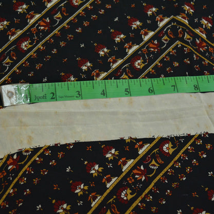 Indian Vintage Sari Black Pure Crepe Silk Printed Sarees 5yd Sewing Craft Fabric Soft Wrap Upcycle Crafting Dress Designing Quilting Paisley