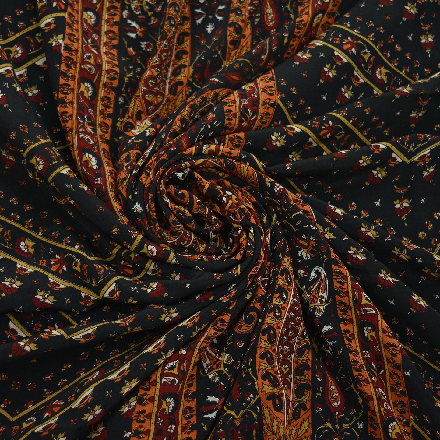 Indian Vintage Sari Black Pure Crepe Silk Printed Sarees 5yd Sewing Craft Fabric Soft Wrap Upcycle Crafting Dress Designing Quilting Paisley