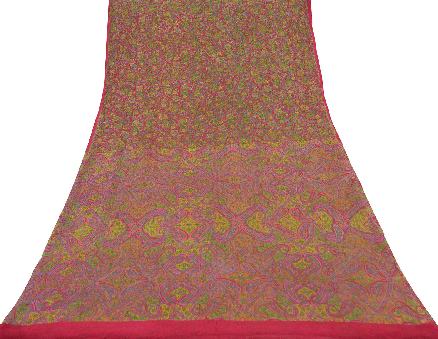 Indian Vintage Sari Pink 100% Pure Silk Sarees Printed 5yd Sewing Craft Fabric DressMaking Soft Paisley Zari Quilting Crafting Upcycle Used