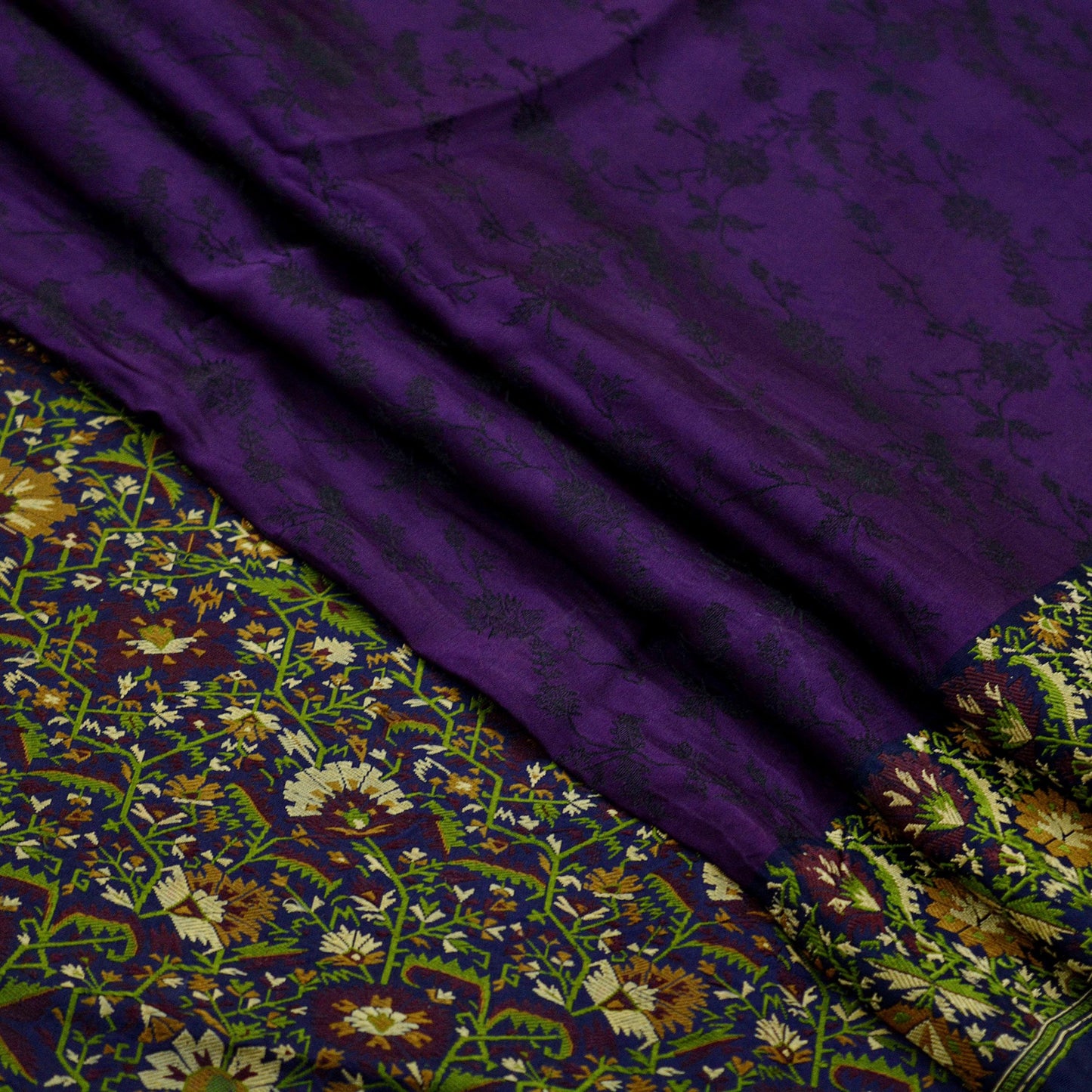 Indian Vintage Heavy Sari Purple & Blue Pure Satin Silk Woven Tanchoi Sarees 5Yd Craft Fabric Soft Wedding Sarees Upcycle For Crafting Used