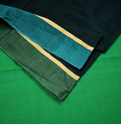 Indian Vintage Sari Black & Green Pure Silk Hand Woven Sarees 5Yd Craft Fabric Sewing Ethnic Bollywood Black Sarees Upcycle Fringes Zari