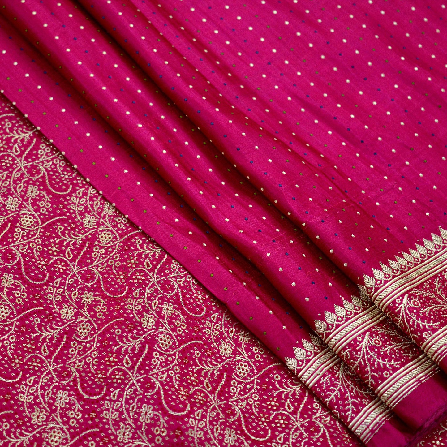 Indian Vintage Sari Heavy Wedding Pure Satin Silk Rani Pink Banarasi Brocade Sarees Zari 5Yd Ethnic Craft Fabric Upcycle Crafting used