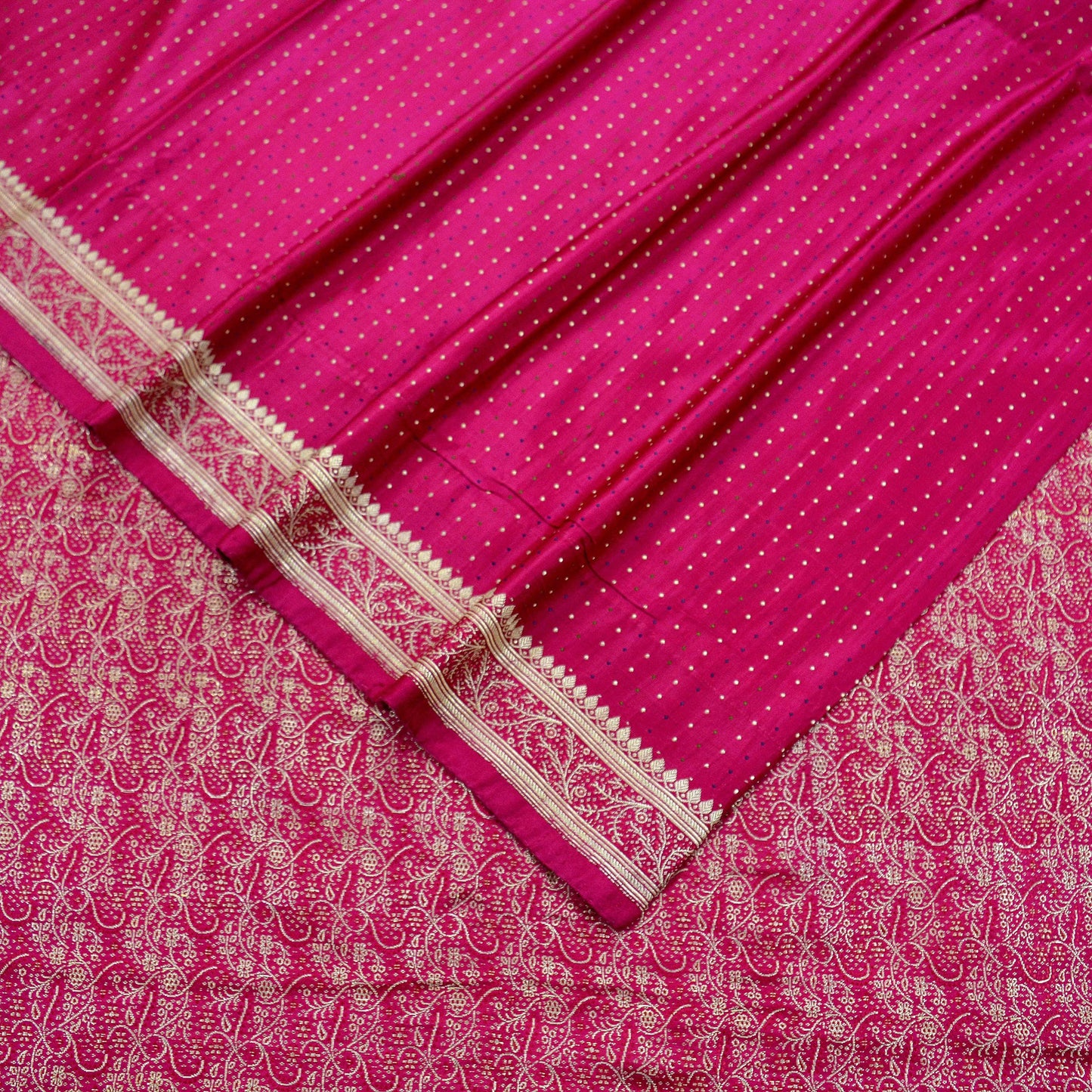 Indian Vintage Sari Heavy Wedding Pure Satin Silk Rani Pink Banarasi Brocade Sarees Zari 5Yd Ethnic Craft Fabric Upcycle Crafting used