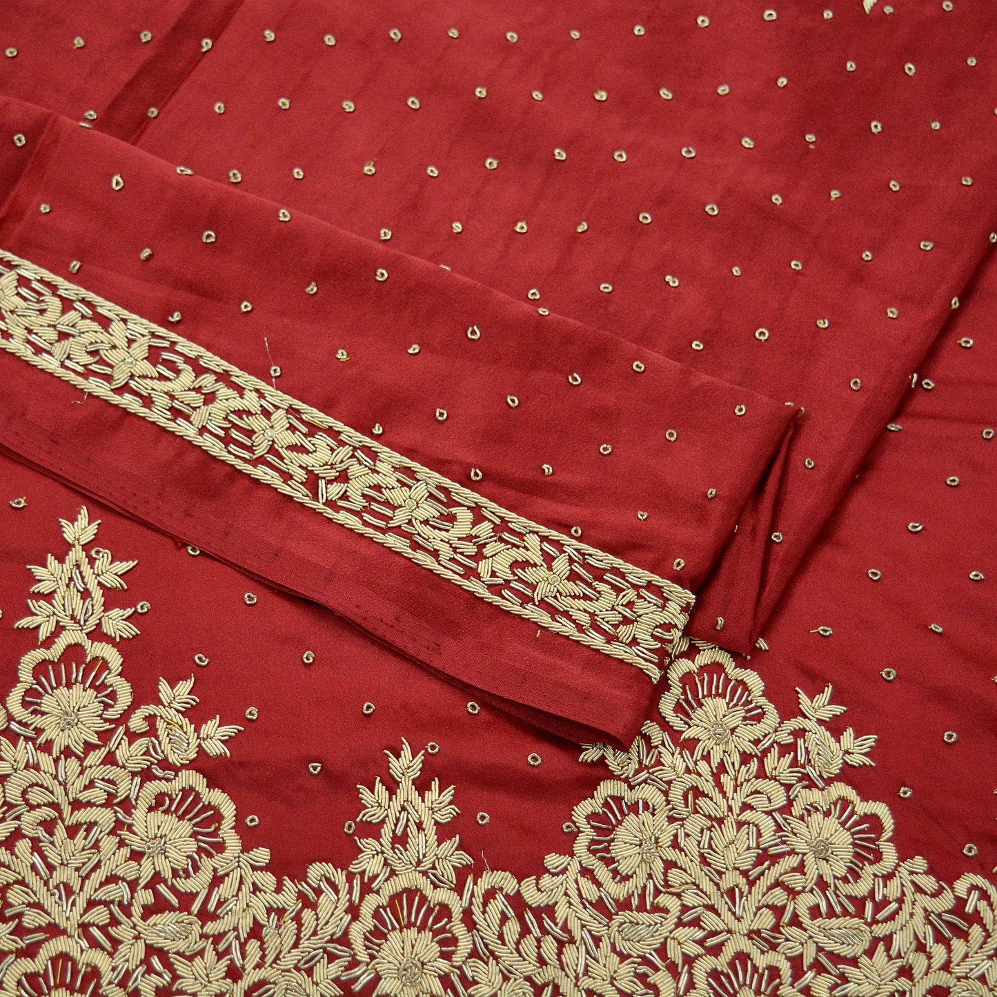 Indian Vintage Heavy Wedding Red Dupatta Pure Satin Silk Long Stole Hand Embroidered Scarves Golden Zardozi Bridal Heavy Dupatta hijab veil