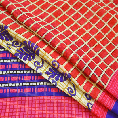 Indian Vintage Sari Purple & Ivory Pure Cotton Printed Saree 5Yd Craft Fabric Sewing Sarong Wrap Boho Floral Quilting crafting dressmaking