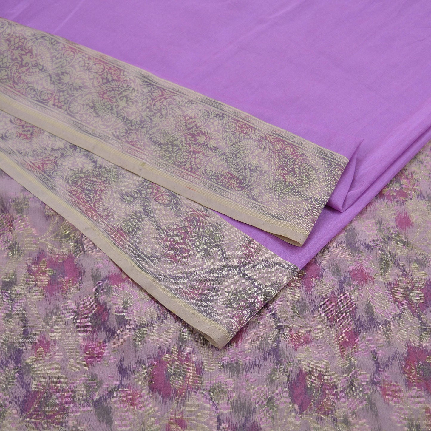 Indian Vintage Sari Purple 100% Pure Silk Hand Woven Sarees 6Yd Craft Fabric Ethnic Sewing Upcycle Dress Making For Crafting Quilting Used