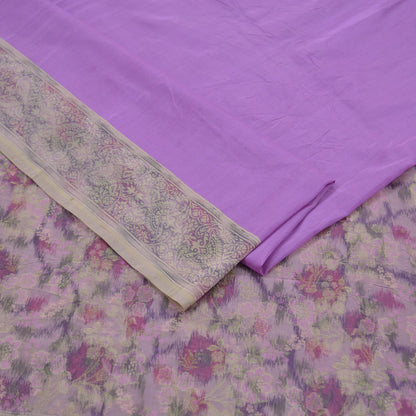 Indian Vintage Sari Purple 100% Pure Silk Hand Woven Sarees 6Yd Craft Fabric Ethnic Sewing Upcycle Dress Making For Crafting Quilting Used