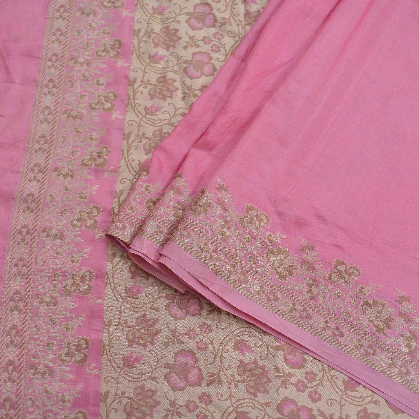 Indian Vintage Pink Sarees Pure Silk Hand Woven Sari Craft Fabric 5Yd Sewing Ethnic Dress making Upcycle Crafting Quilting Bollywood Sarees