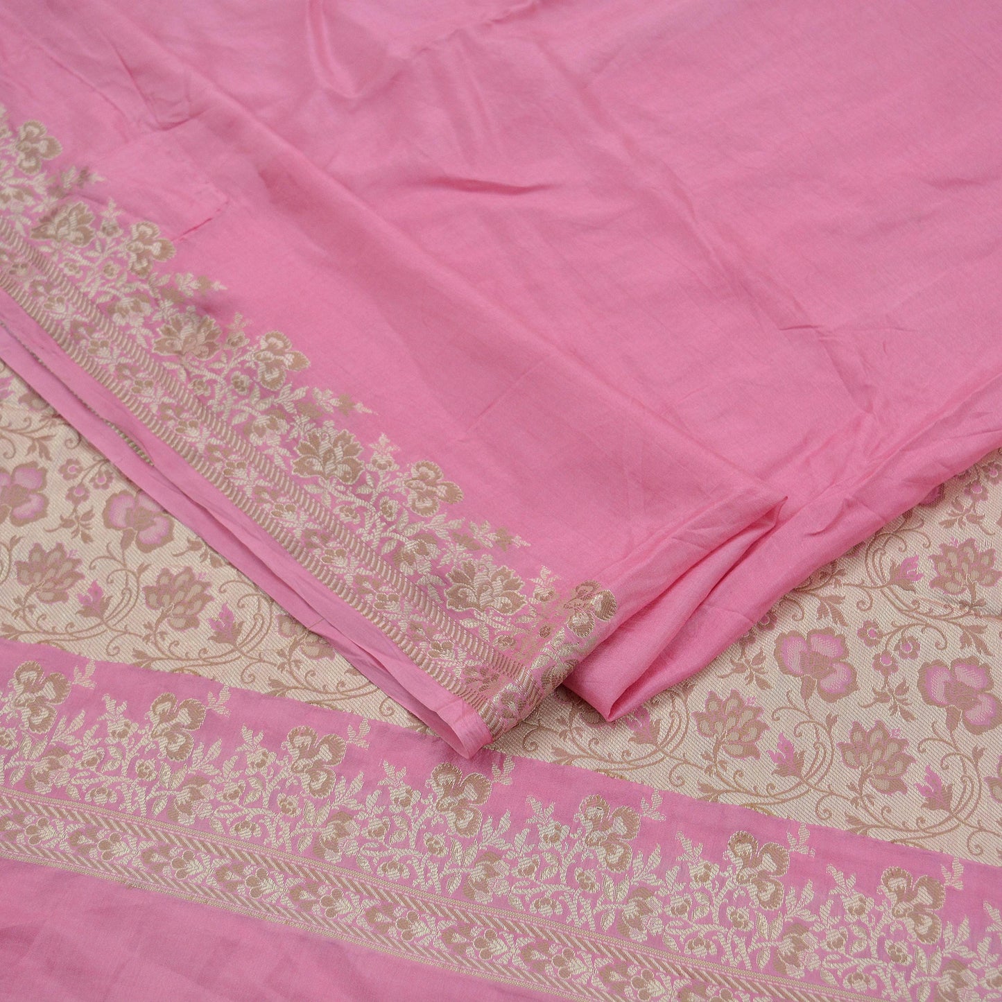 Indian Vintage Pink Sarees Pure Silk Hand Woven Sari Craft Fabric 5Yd Sewing Ethnic Dress making Upcycle Crafting Quilting Bollywood Sarees