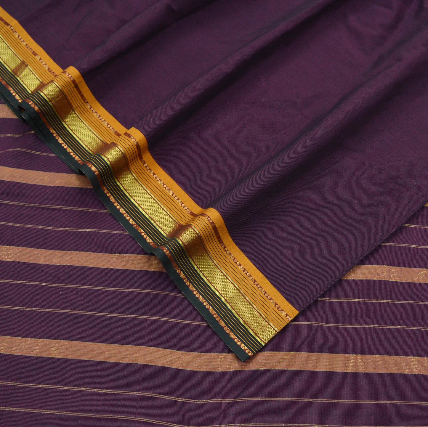 Indian Vintage Sari Purple & Black Blend Cotton Hand Woven Sarees Craft Fabric 5Yd Floral Soft Dress making Quilting Crafting Upcycle Zari