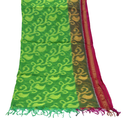 Indian Vintage Green & Purple Dupatta Long Stole Hand woven Sambalpuri Ikat Hijab Pure Silk Scarves Veil Fringes