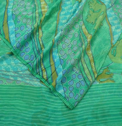 Indian Vintage Sari 100% Pure Georgette Silk Printed Sarees Craft Fabric Sewing 5yd Soft Abstract Wrap Boho Dress making Quilting Crafting