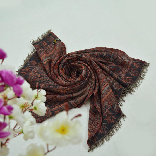 Vintage Shawl Pure Woolen Shawl Handmade Embroidered Long Throw Stole Warm Floral Design Soft Cozy For Women's For Winter