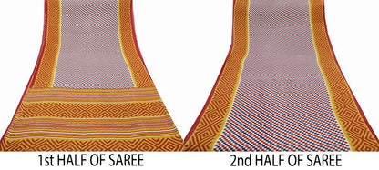 Indian Vintage Sari Multi Printed 100% Pure Cotton Sarees Craft Fabric Soft 5Yd Sewing Sarong Wrap Boho Geometric Dress making Quilting