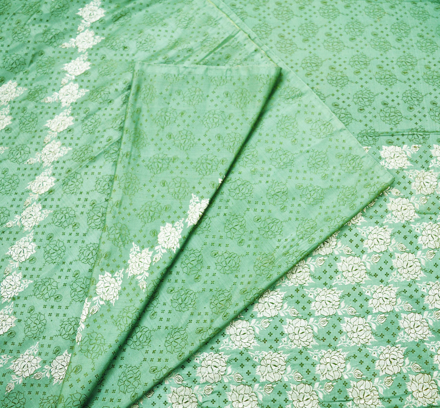 Indian Vintage Heavy Wedding Sari Green Pure Satin Silk Woven Banarasi Brocade Sarees Fabric Zari 5Yd Dress making Upcycle Bridal Green Sari