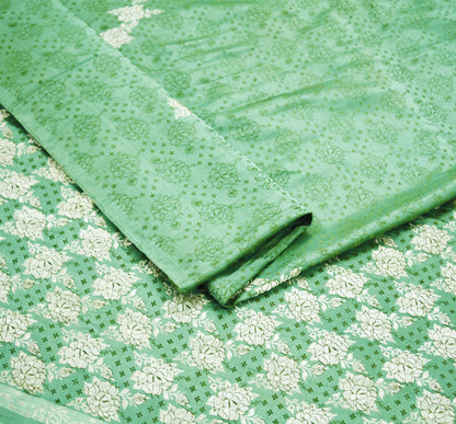 Indian Vintage Heavy Wedding Sari Green Pure Satin Silk Woven Banarasi Brocade Sarees Fabric Zari 5Yd Dress making Upcycle Bridal Green Sari