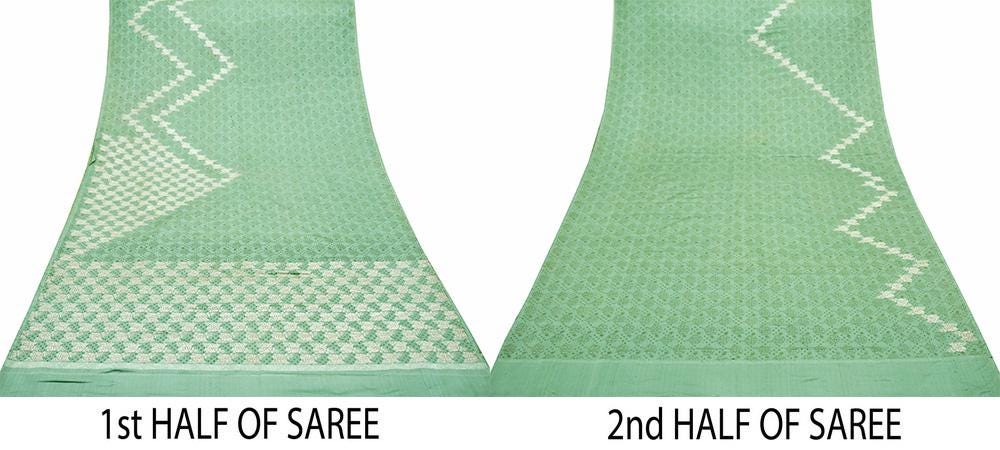 Indian Vintage Heavy Wedding Sari Green Pure Satin Silk Woven Banarasi Brocade Sarees Fabric Zari 5Yd Dress making Upcycle Bridal Green Sari