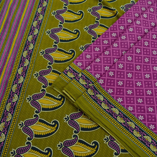 Indian Vintage Sari Purple & Green Pure Cotton Printed Saree 5Yd Craft Fabric Sewing Sarong Wrap Boho Floral Quilting crafting dressmaking