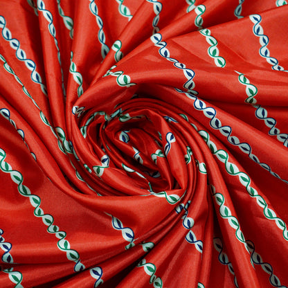 Indian Vintage Sari Red Art Silk Printed Sarees Craft Fabric 5yd Sewing Soft Floral Dressmaking Upcycle Crafting Quilting Dress Designing