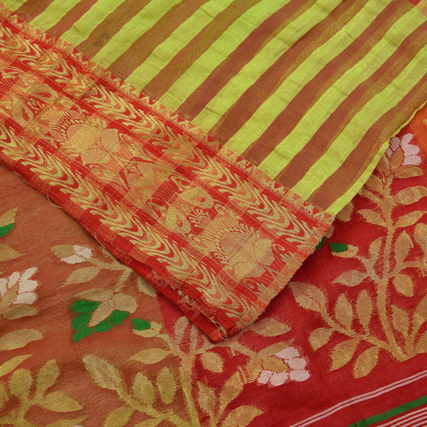 Indian Vintage Sari Multi Cotton Hand Woven Saree Zari 5Yd Craft Fabric Sewing Soft Floral Ethnic Zari Dress making Crafting Quilting