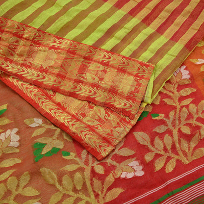 Indian Vintage Sari Multi Cotton Hand Woven Saree Zari 5Yd Craft Fabric Sewing Soft Floral Ethnic Zari Dress making Crafting Quilting