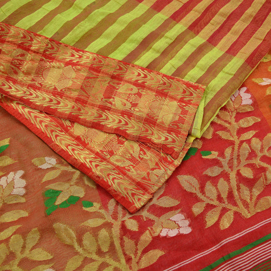 Indian Vintage Sari Multi Cotton Hand Woven Saree Zari 5Yd Craft Fabric Sewing Soft Floral Ethnic Zari Dress making Crafting Quilting