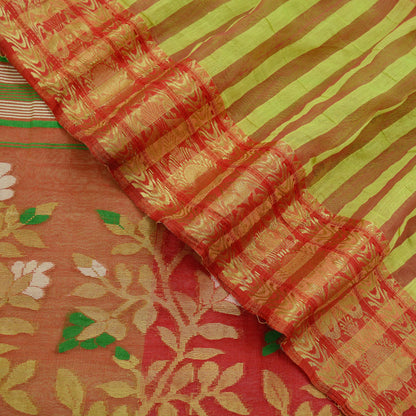 Indian Vintage Sari Multi Cotton Hand Woven Saree Zari 5Yd Craft Fabric Sewing Soft Floral Ethnic Zari Dress making Crafting Quilting