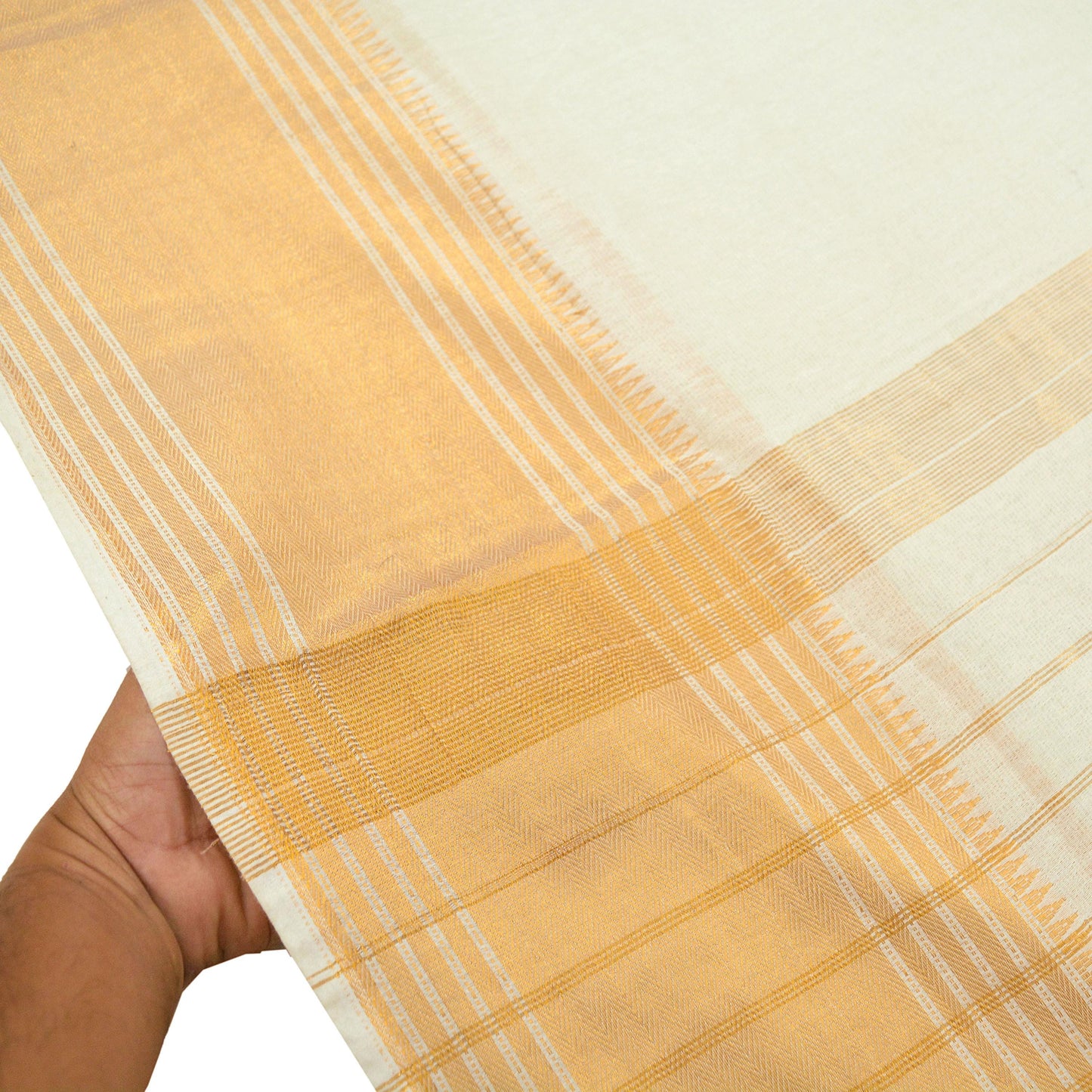 Indian Vintage Heavy Sari Off-White Woven South Sarees Blend Silk Zari 5Yd Fringes on pallu Wedding Sarees Dress making Crafting