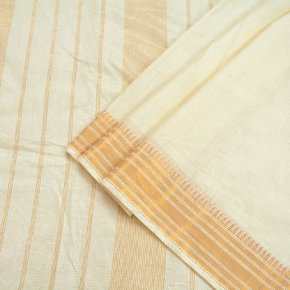 Indian Vintage Heavy Sari Off-White Woven South Sarees Blend Silk Zari 5Yd Fringes on pallu Wedding Sarees Dress making Crafting