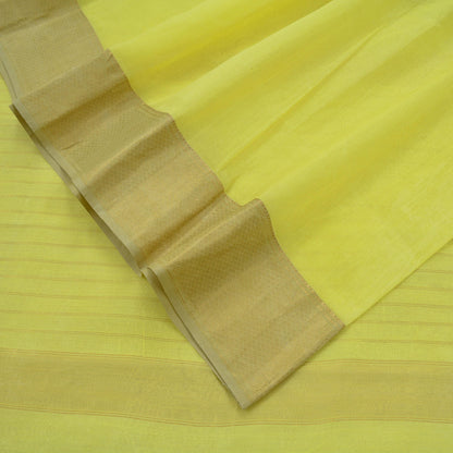 Indian Vintage Sari Yellow Pure Silk Hand Woven Sarees 5Yd Craft Fabric Sewing Ethnic Bollywood Black Sarees Upcycle Fringes Zari